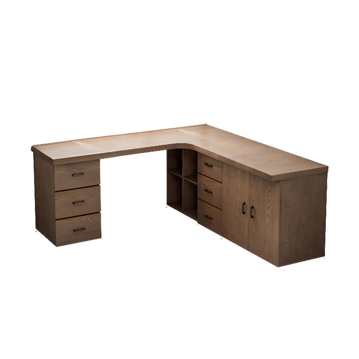 Modern l-shape block desks in wood