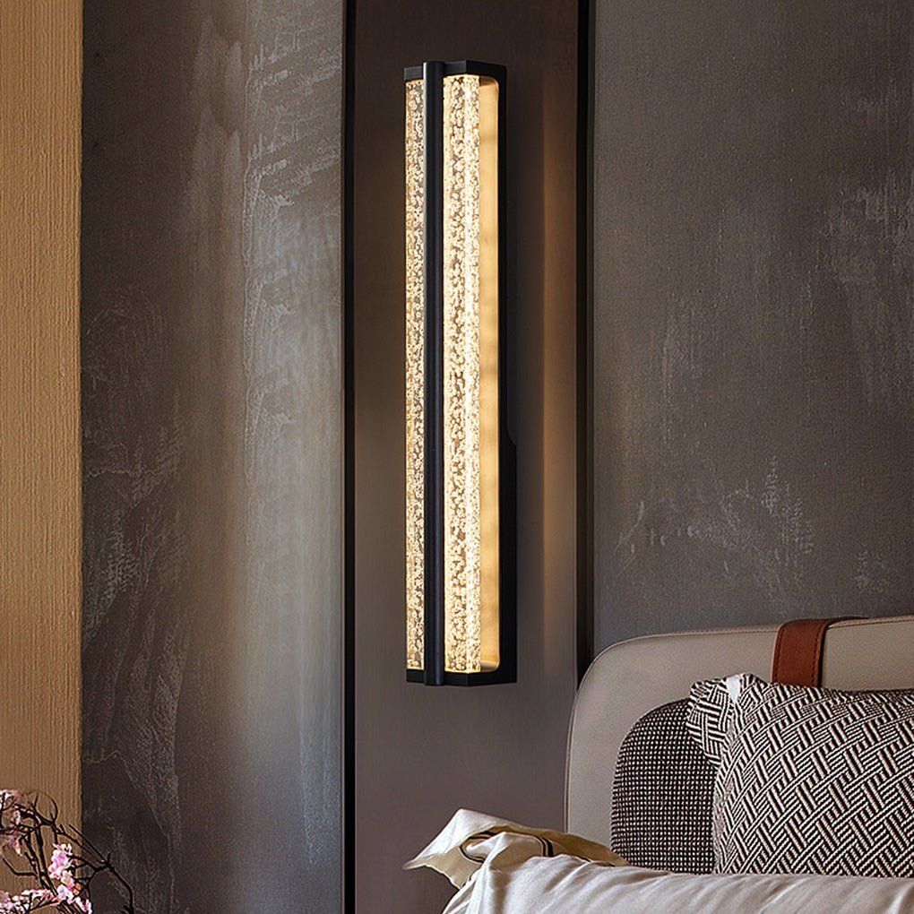 Long Strip Living Room Stairs Outdoor Aisle Stainless Steel Crystal Wall Sconces-Lighom