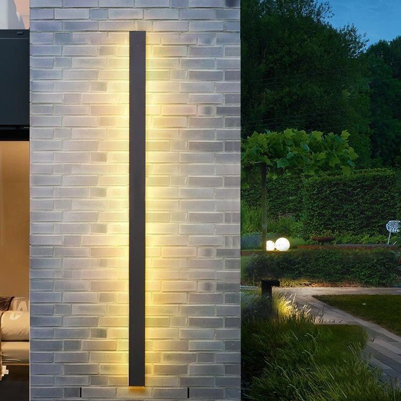 Long Strip Dimmable LED RGB Black Minimalist Outdoor Light Post Lights-Lighom