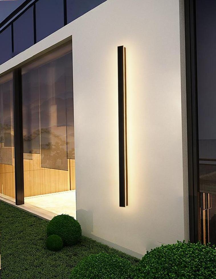 Long Strip Dimmable LED RGB Black Minimalist Outdoor Light Post Lights-Lighom