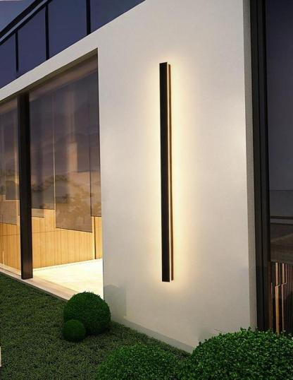 Long Strip Dimmable LED RGB Black Minimalist Outdoor Light Post Lights-Lighom