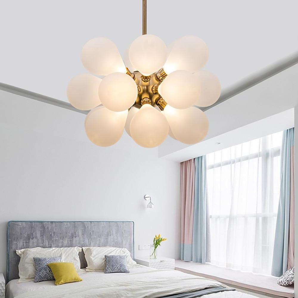 Retro Glass Globe Bedroom Chandelier 18 Bulbs