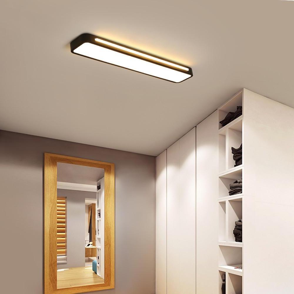 Strip rectangular black flush mount lighting in synthetic — Warm White (3000K) / Matte Black