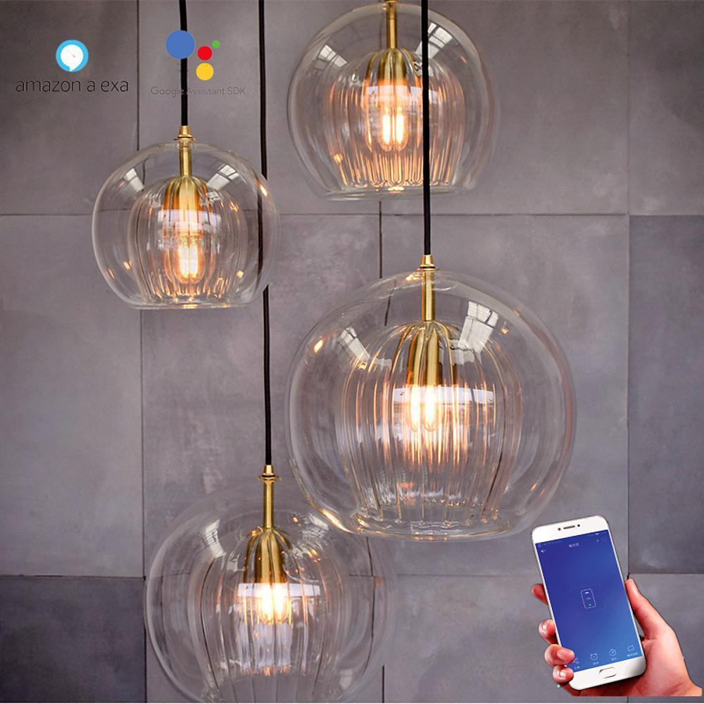 Unique Glass Globe LED Modern Pendant Light Hanging Lamp Island Lights-Lighom