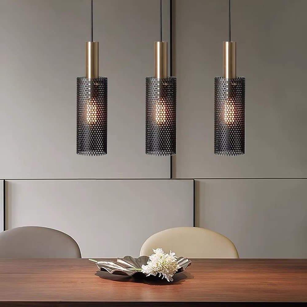 Cylinder Hanging Pendant Lights Metal Modern LED Bedroom Ceiling Lights-Lighom