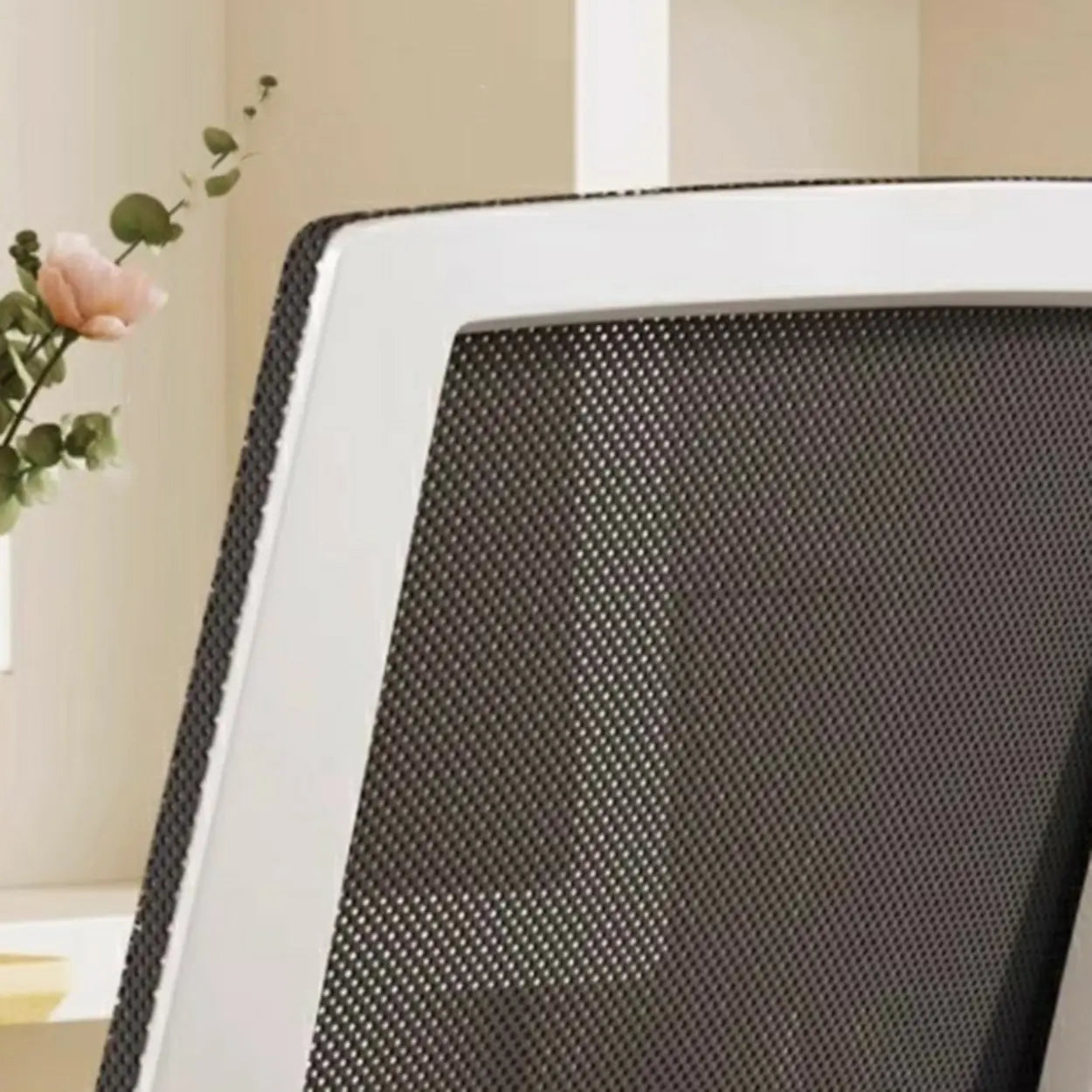 Lumbar-Support Mesh Office Chair with Adjustable Seat Height — White-Orange / Without Headrest