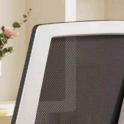 Lumbar-Support Mesh Office Chair with Adjustable Seat Height — White-Orange / Without Headrest