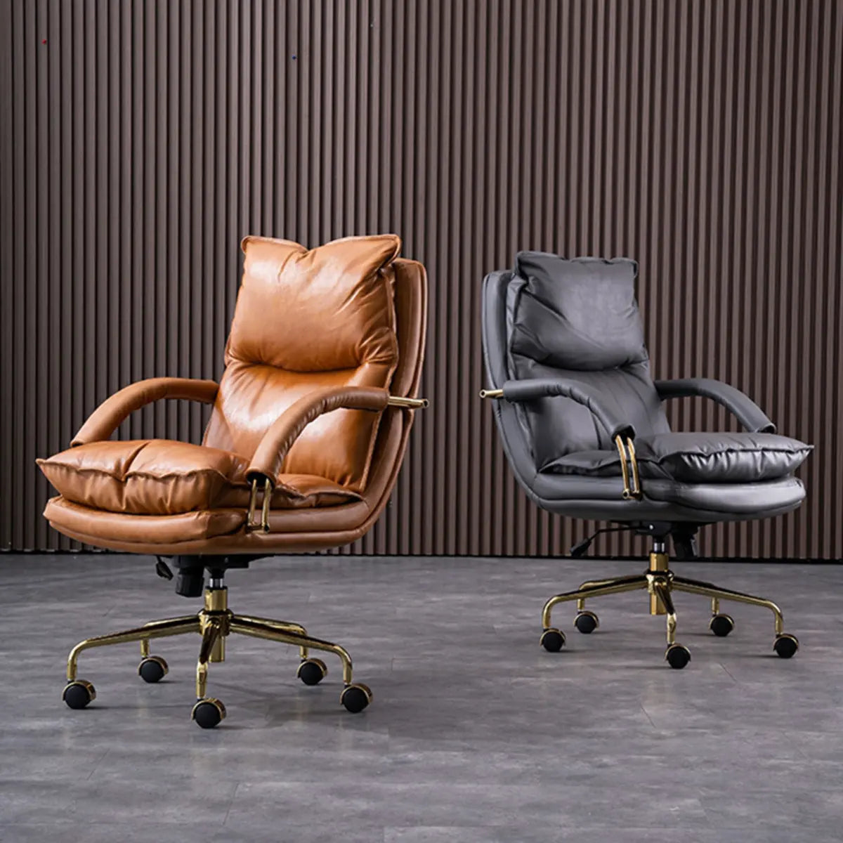 Luxury Leather Ergonomic Swivel Office Chair with Wheels
