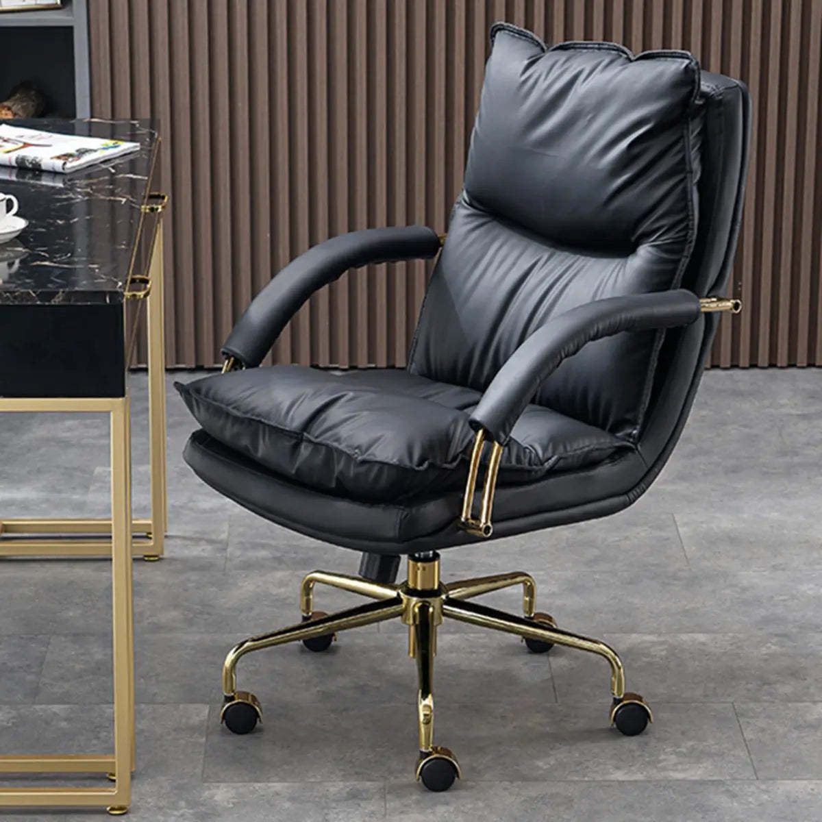 Leather wheels gray office chairs