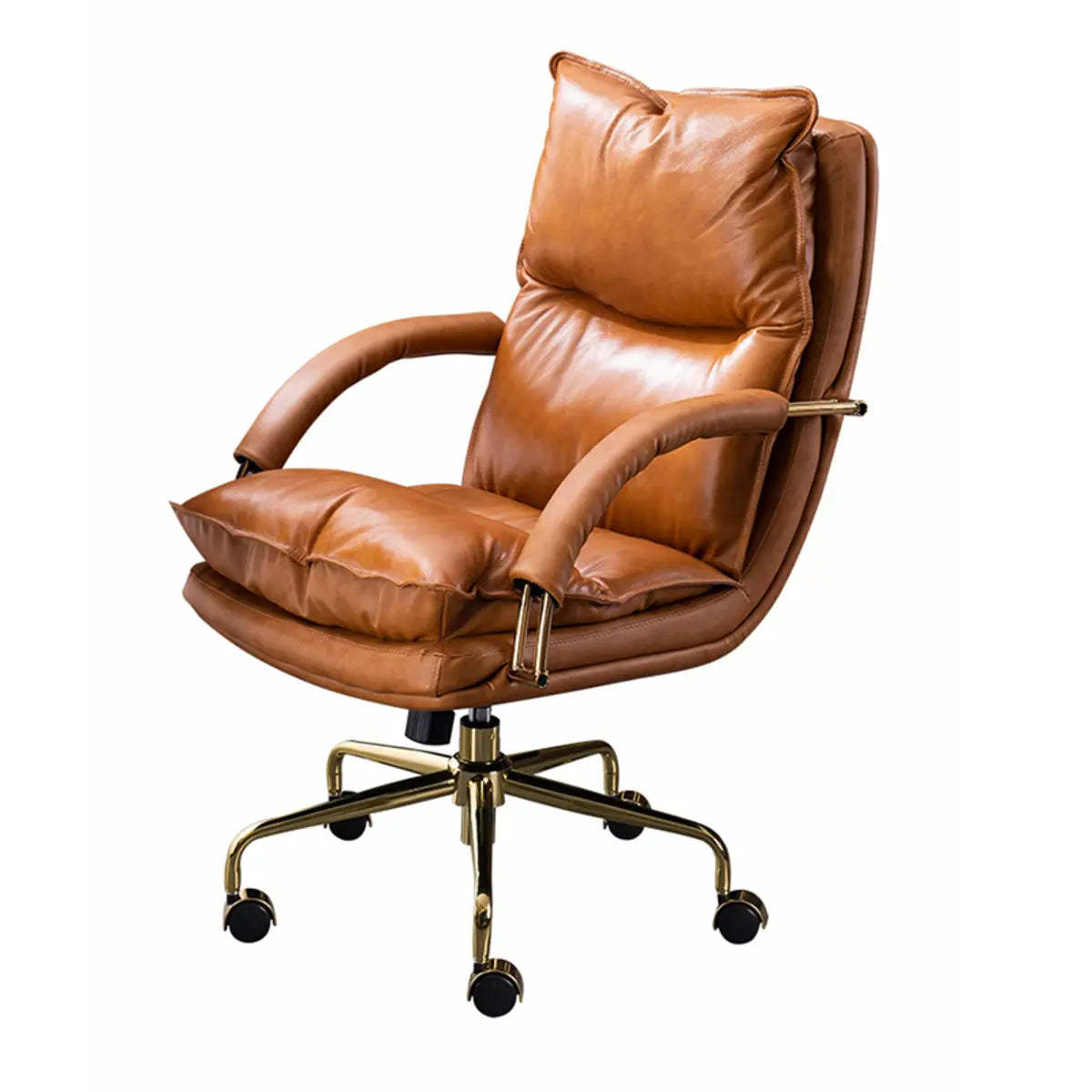 Luxury Leather Ergonomic Swivel Office Chair with Wheels