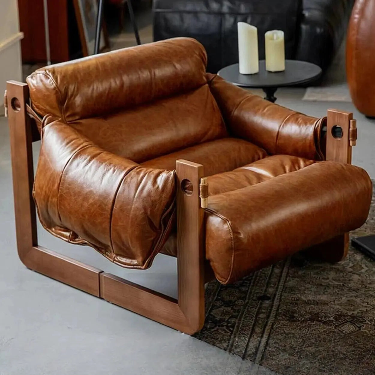 Lighom modern loose cushions black office chairs in leather wood