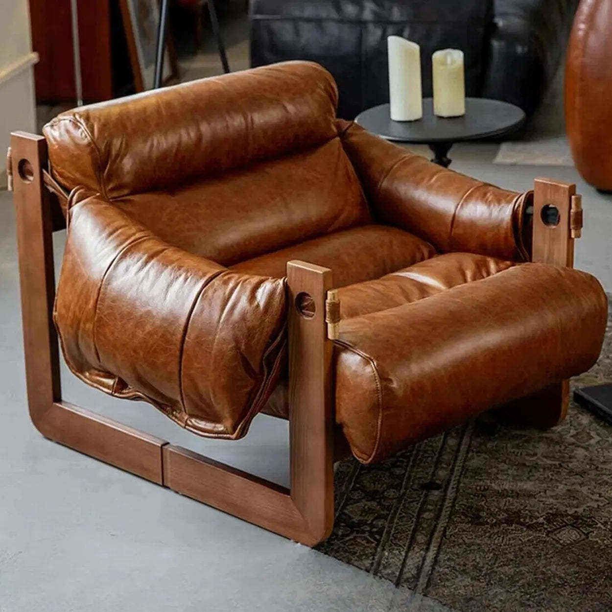 Lighom modern loose cushions black office chairs in leather wood