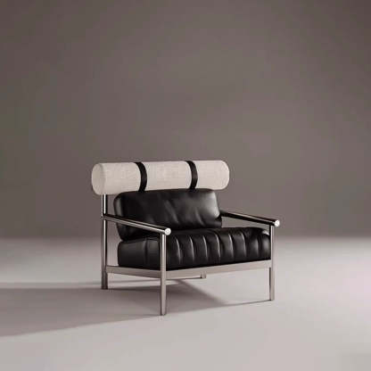 Luxury Nappa Leather Stainless Steel Frame Accent Chair