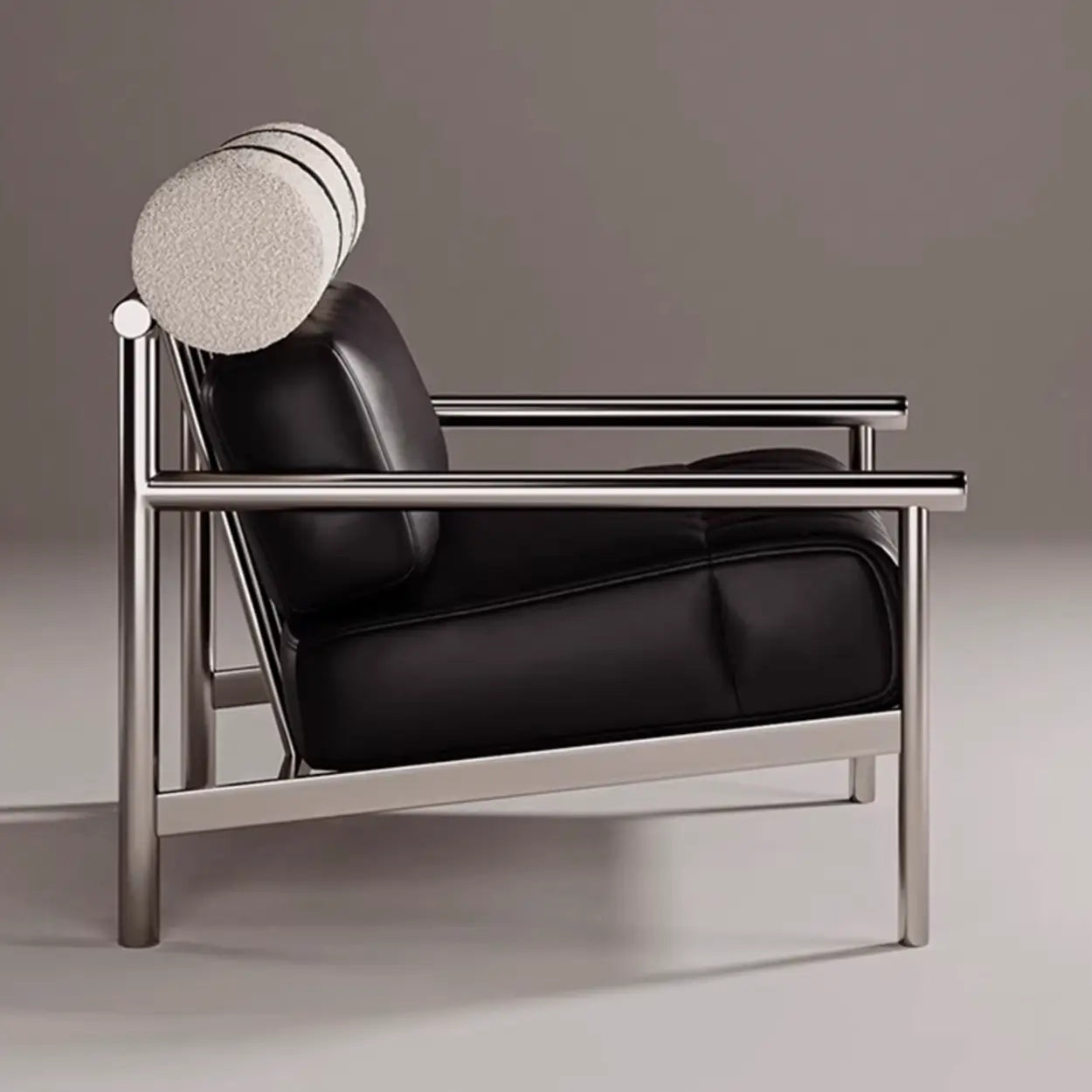 Luxury Nappa Leather Stainless Steel Frame Accent Chair