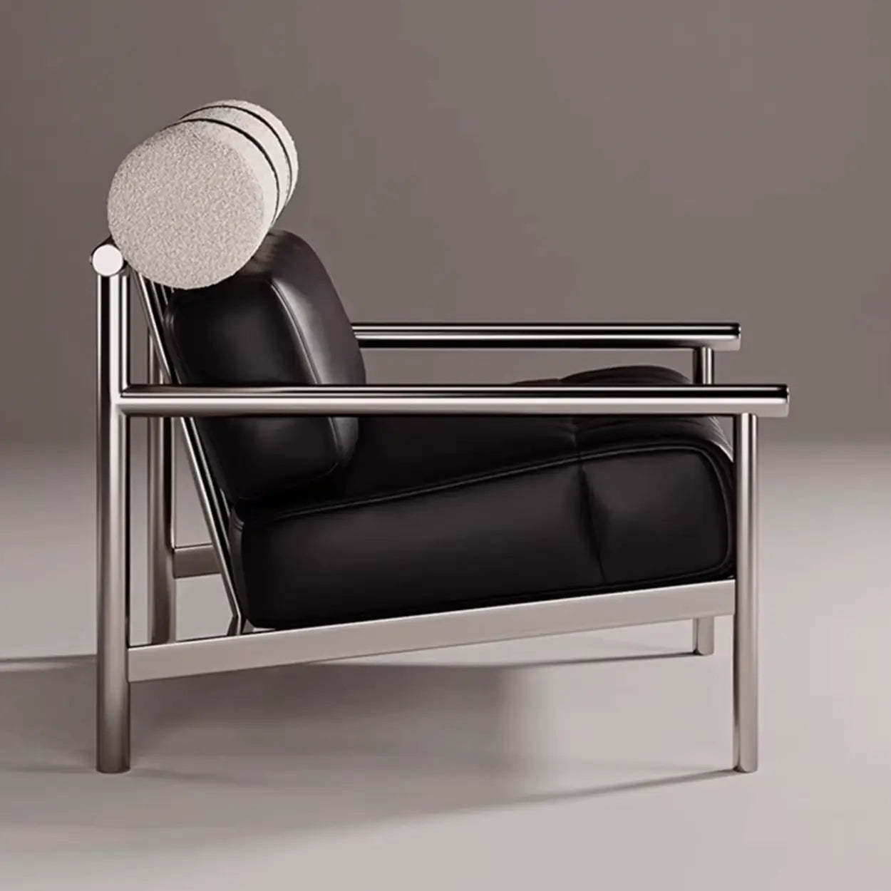 Luxury Nappa Leather Stainless Steel Frame Accent Chair