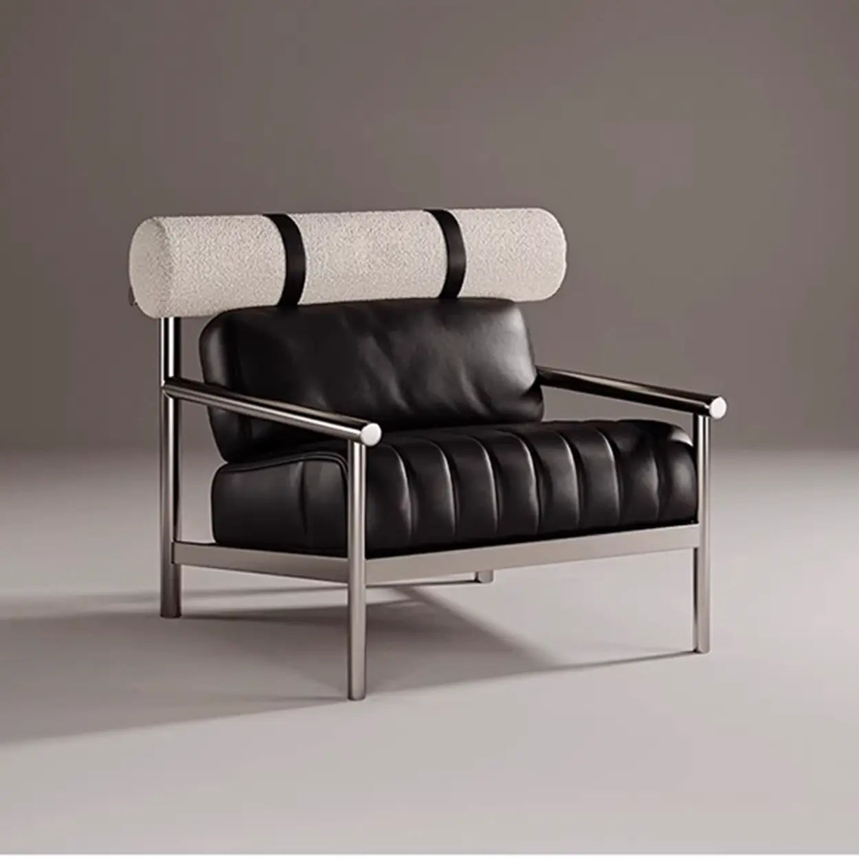 Luxury Nappa Leather Stainless Steel Frame Accent Chair