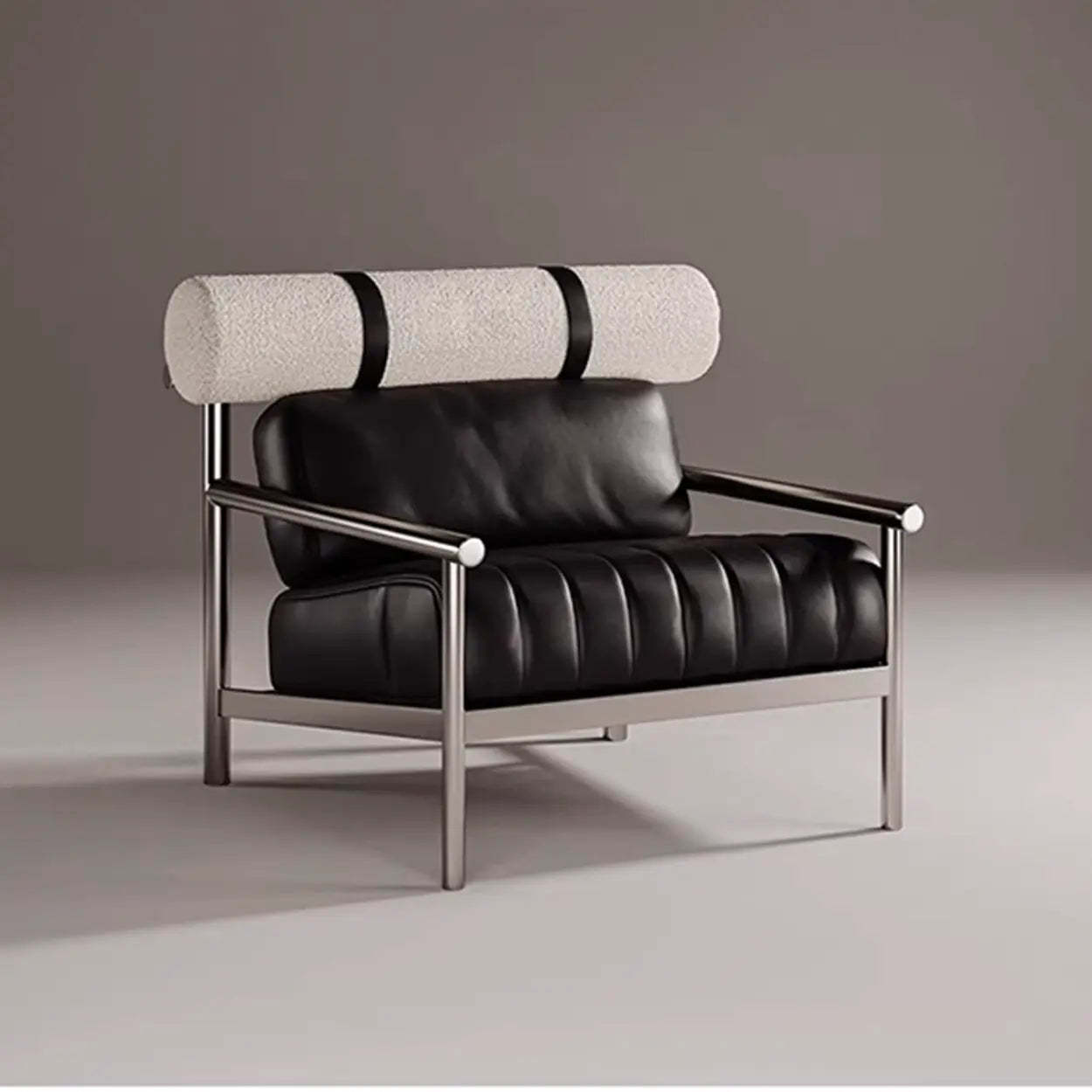 Luxury Nappa Leather Stainless Steel Frame Accent Chair