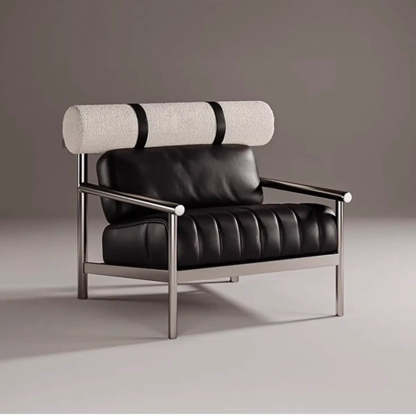 Luxury Nappa Leather Stainless Steel Frame Accent Chair