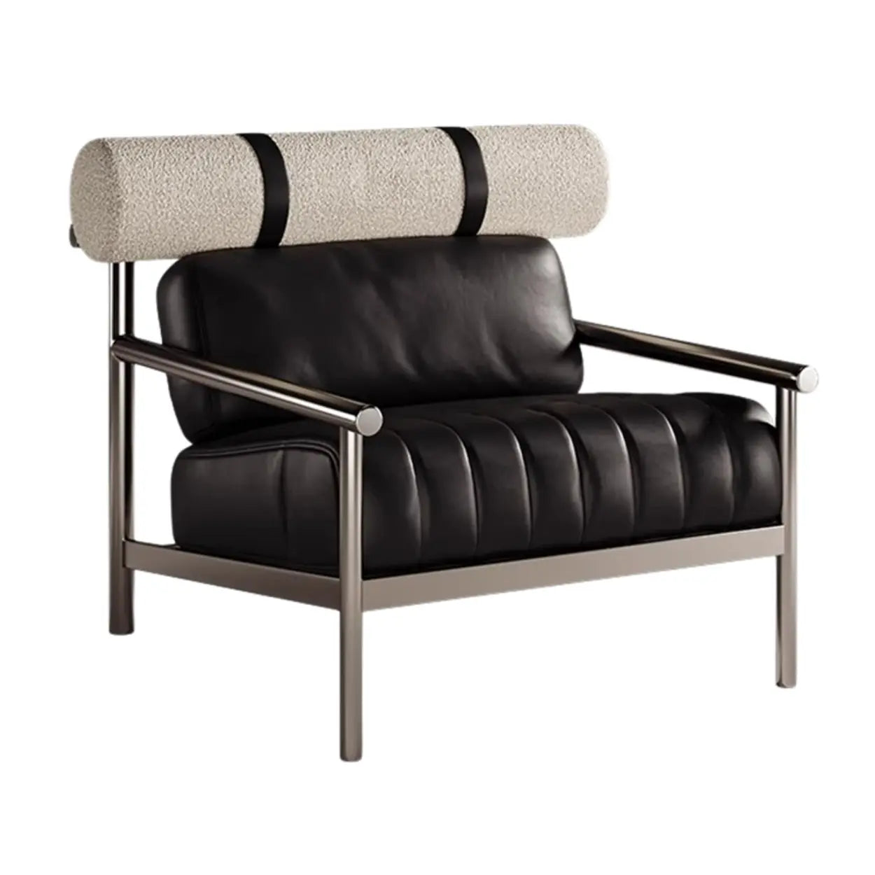 Luxury Nappa Leather Stainless Steel Frame Accent Chair