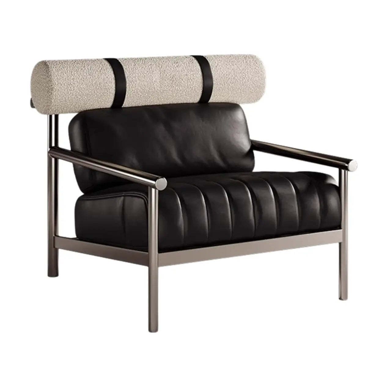 Luxury Nappa Leather Stainless Steel Frame Accent Chair