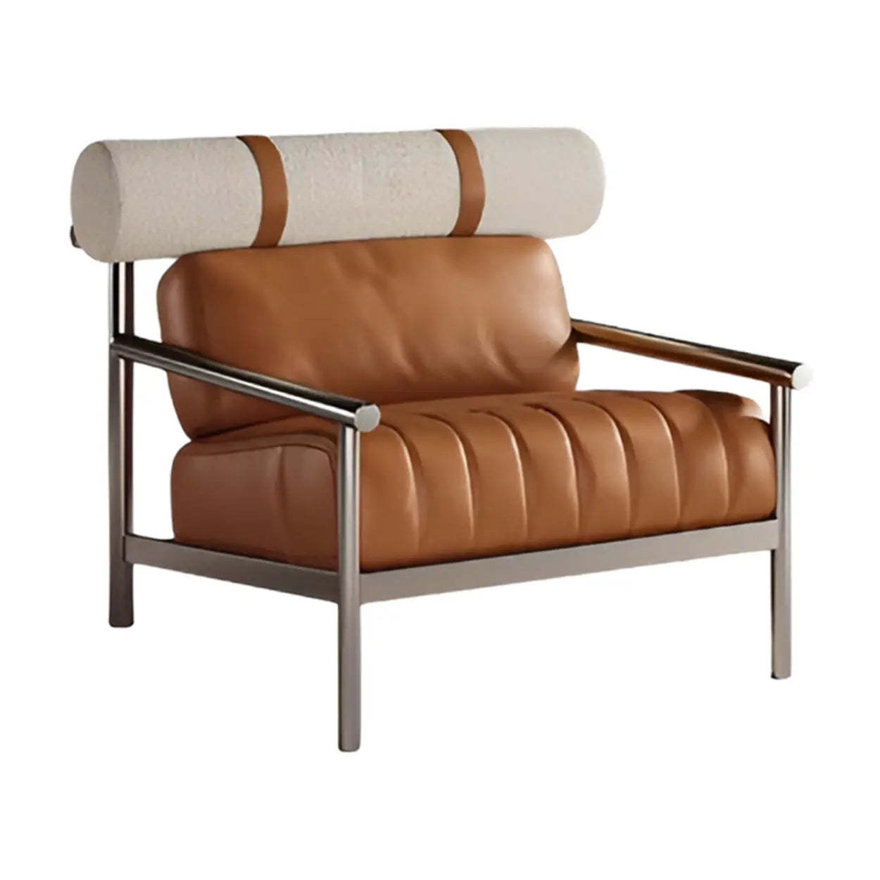 Luxury Nappa Leather Stainless Steel Frame Accent Chair