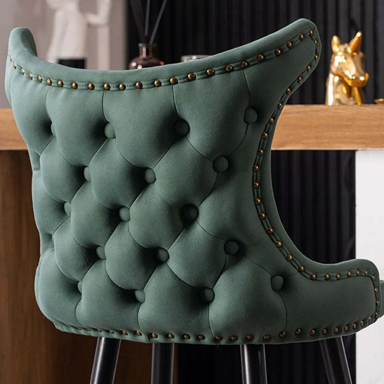 Luxury Orange Tufted Wingback Bar Stool — Grey