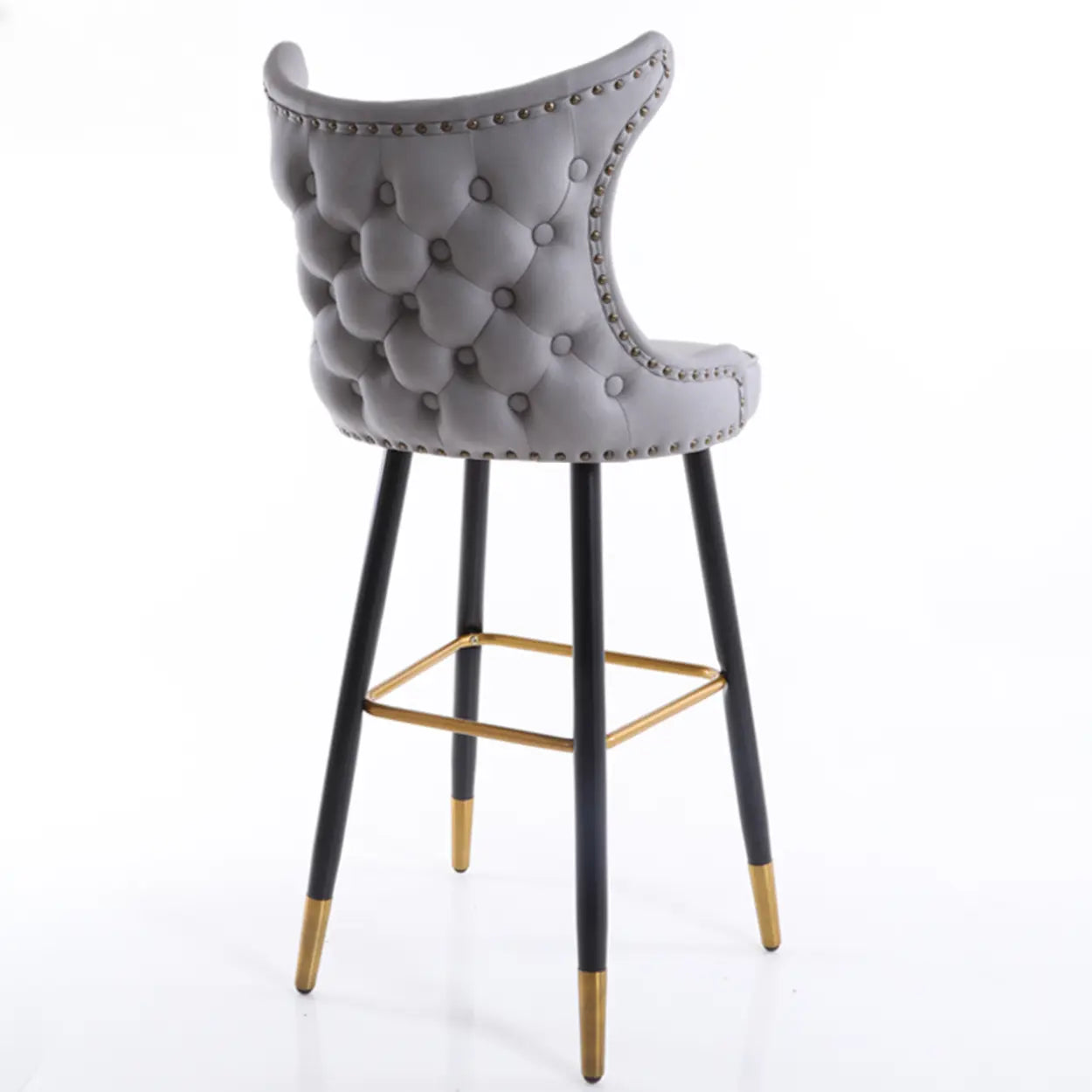 Luxury Orange Tufted Wingback Bar Stool