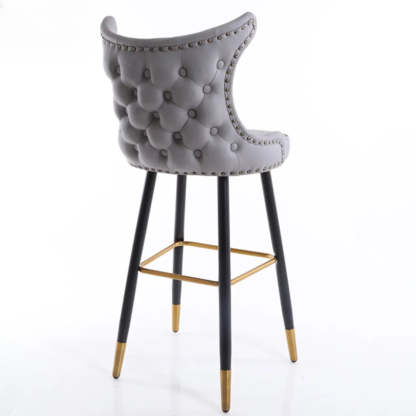 Luxury Orange Tufted Wingback Bar Stool