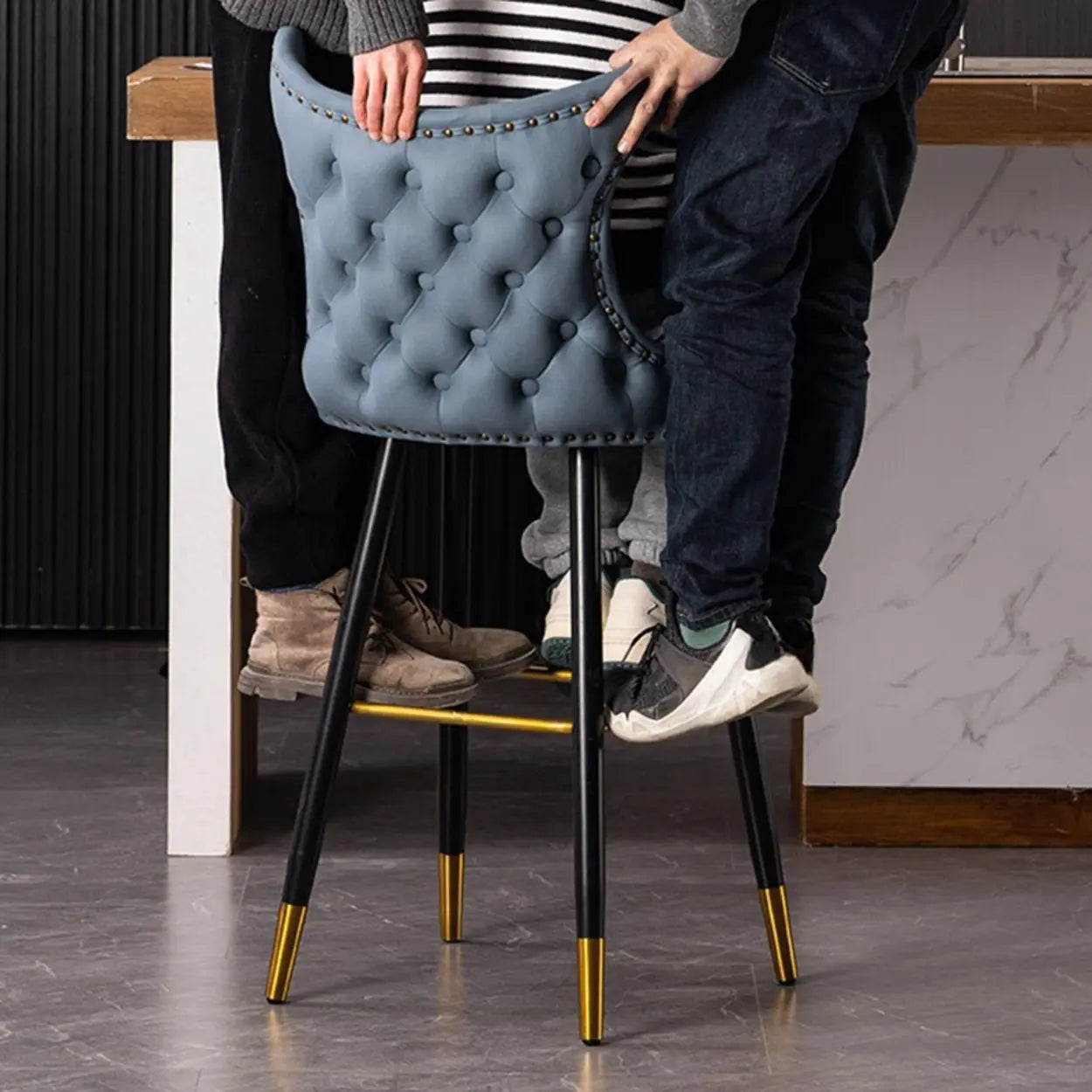 Luxury Orange Tufted Wingback Bar Stool — Green