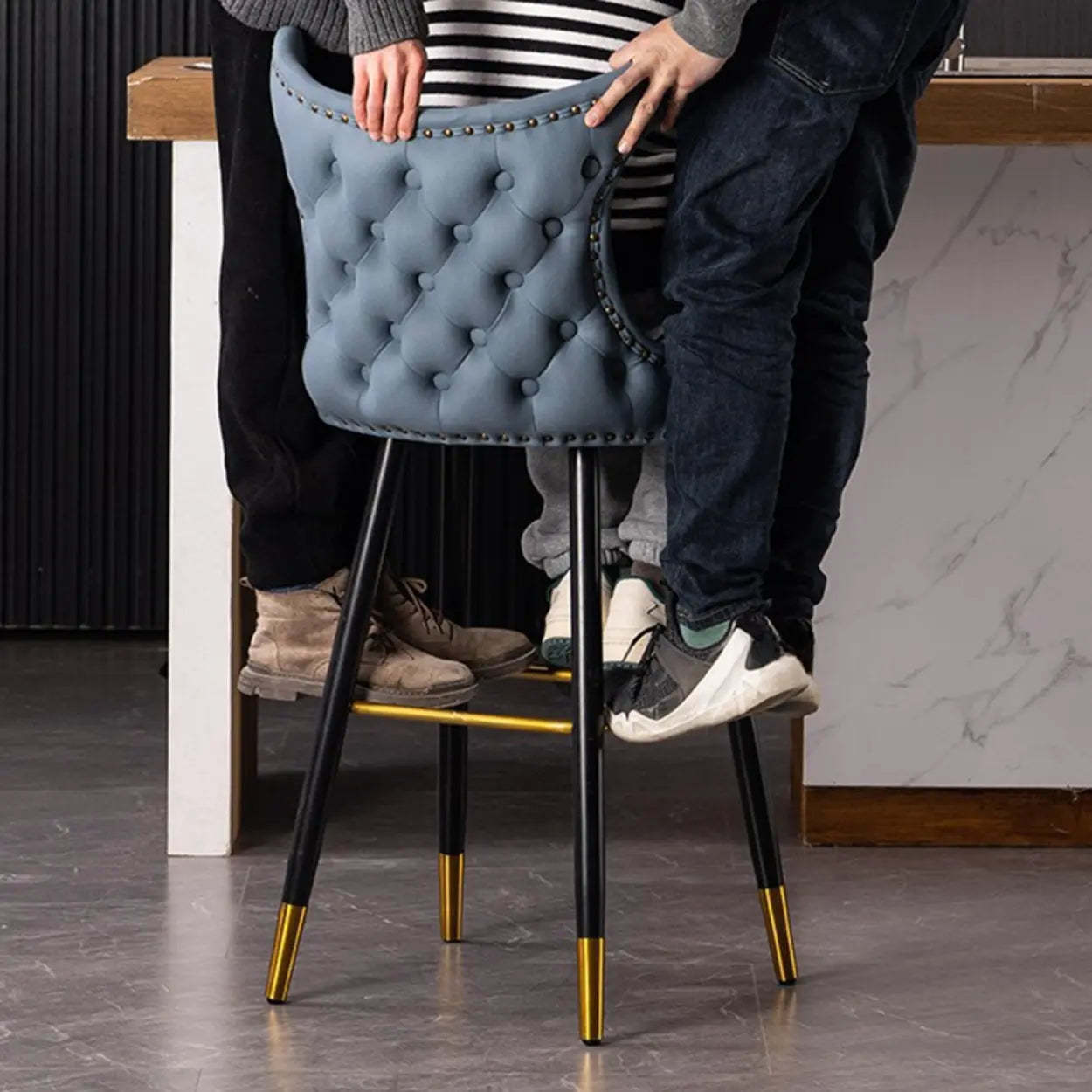 Luxury Orange Tufted Wingback Bar Stool — Green