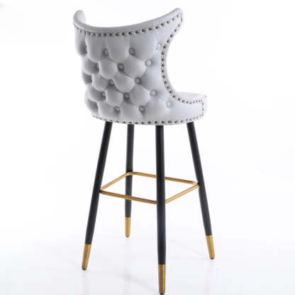 Luxury Orange Tufted Wingback Bar Stool — Dark Orange