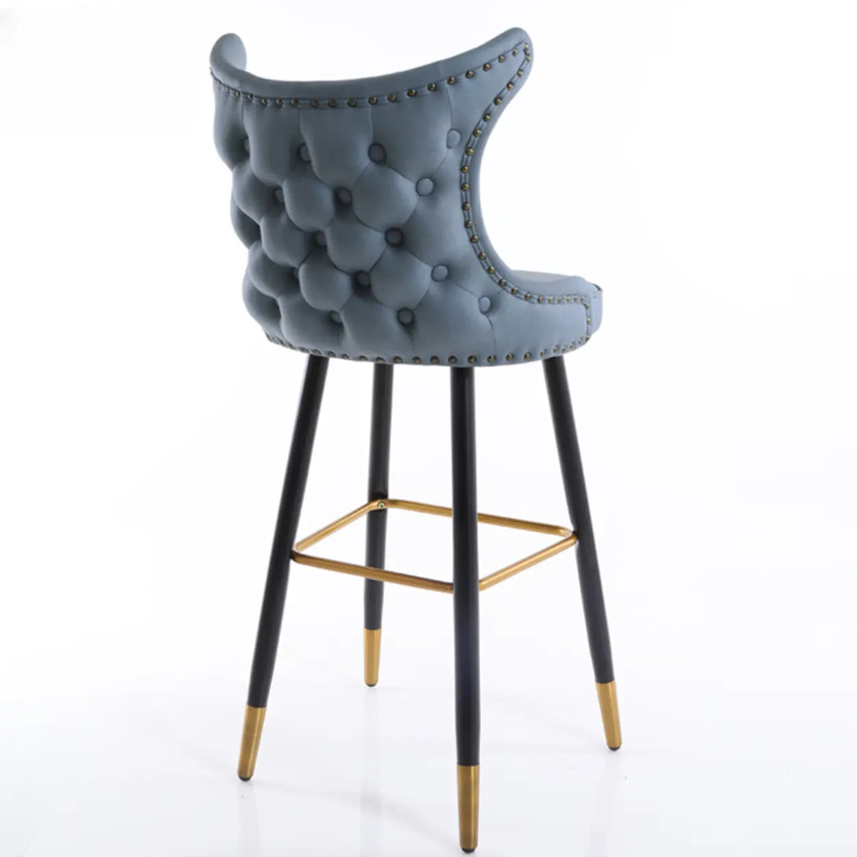 Luxury Orange Tufted Wingback Bar Stool — Dark Orange