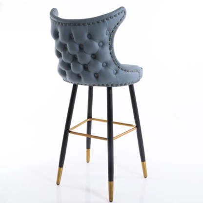 Luxury Orange Tufted Wingback Bar Stool — Dark Orange
