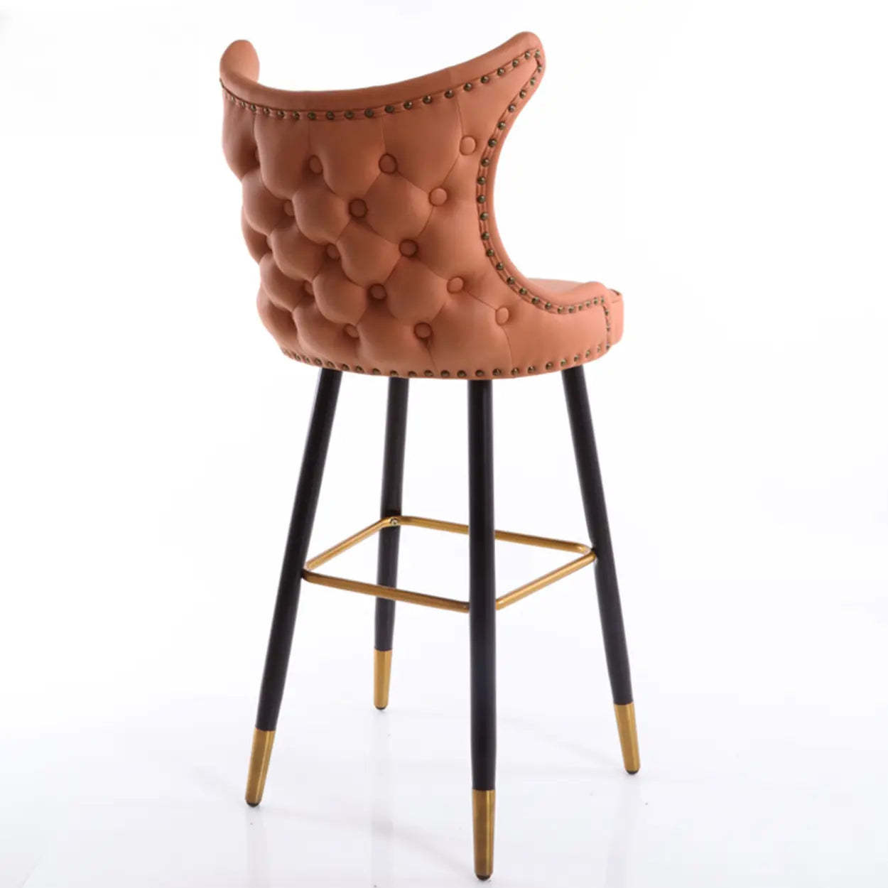 Luxury Orange Tufted Wingback Bar Stool — Gray/White