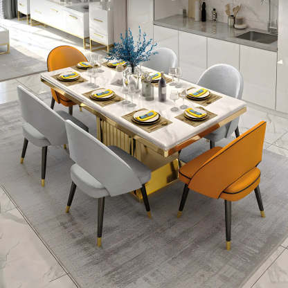 Rectangular White Marble Dining Table