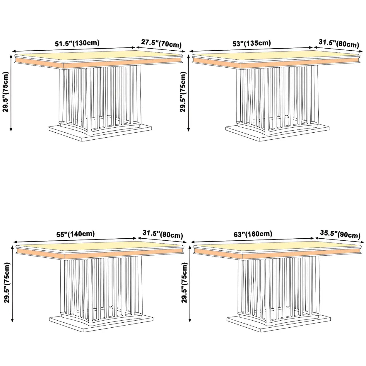 Rectangular White Marble Dining Table