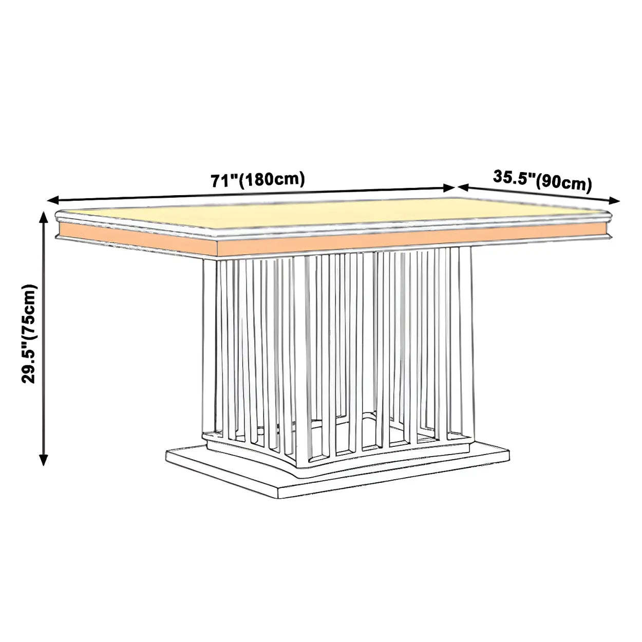 Rectangular White Marble Dining Table