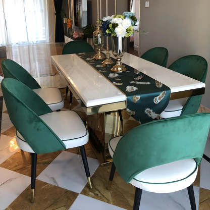 Rectangular White Marble Dining Table — Table Only