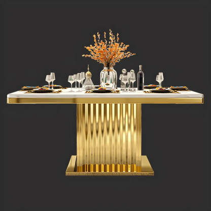 Rectangular White Marble Dining Table