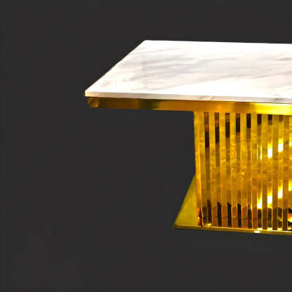 Rectangular White Marble Dining Table