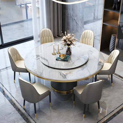 Round Marble Lazy Susan Dining Table