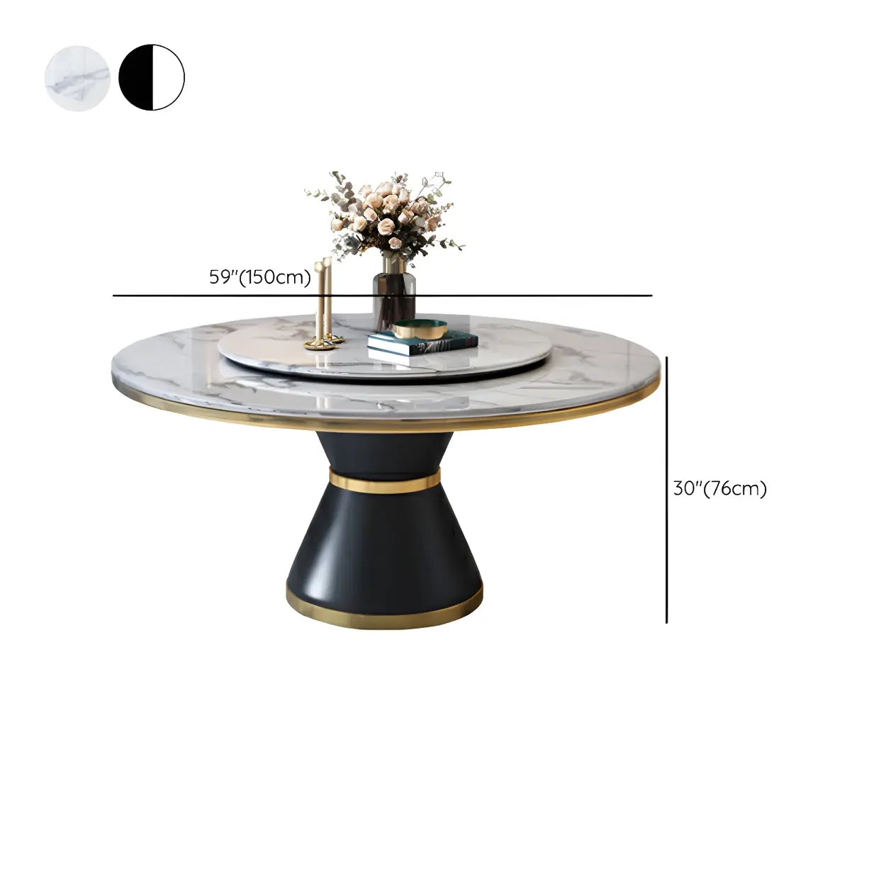Round Marble Lazy Susan Dining Table