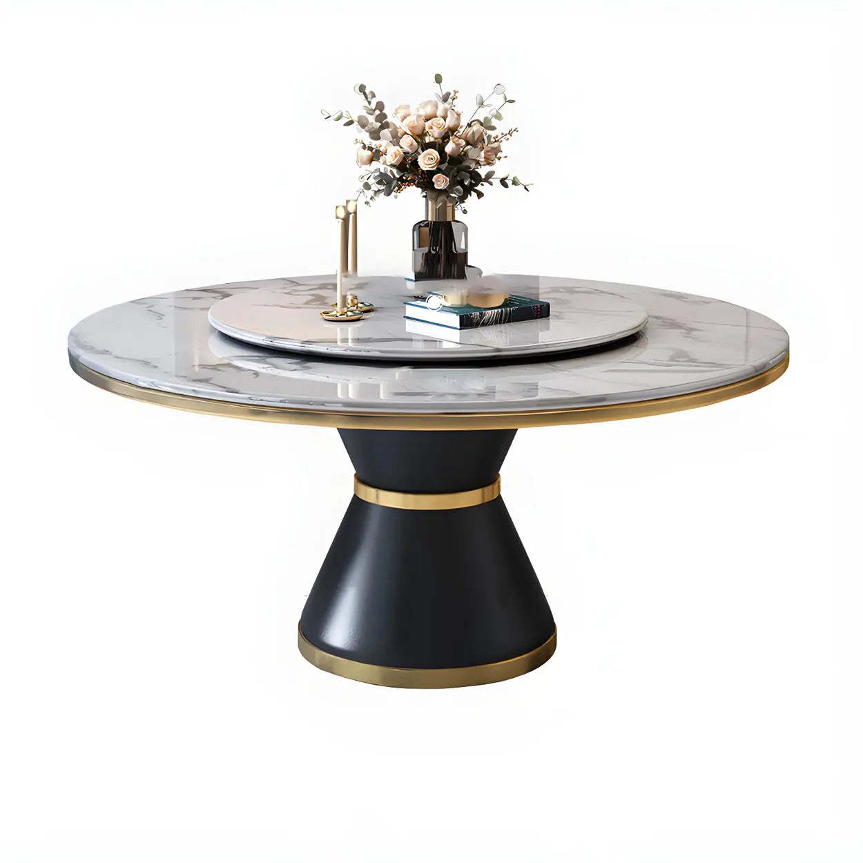 Luxury Round White Marble Dining Table — Blue / Table Only