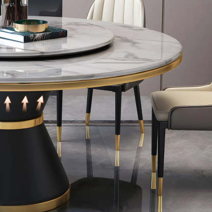 Luxury Round White Marble Dining Table — White / Table Only