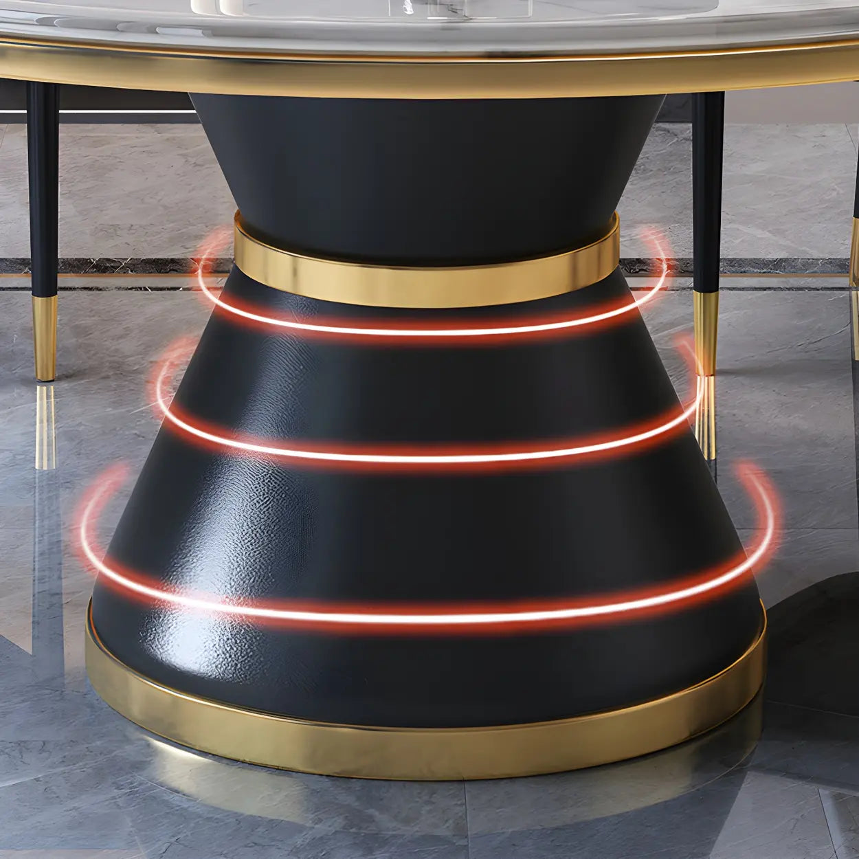 Luxury Round White Marble Dining Table — Orange / Table Only