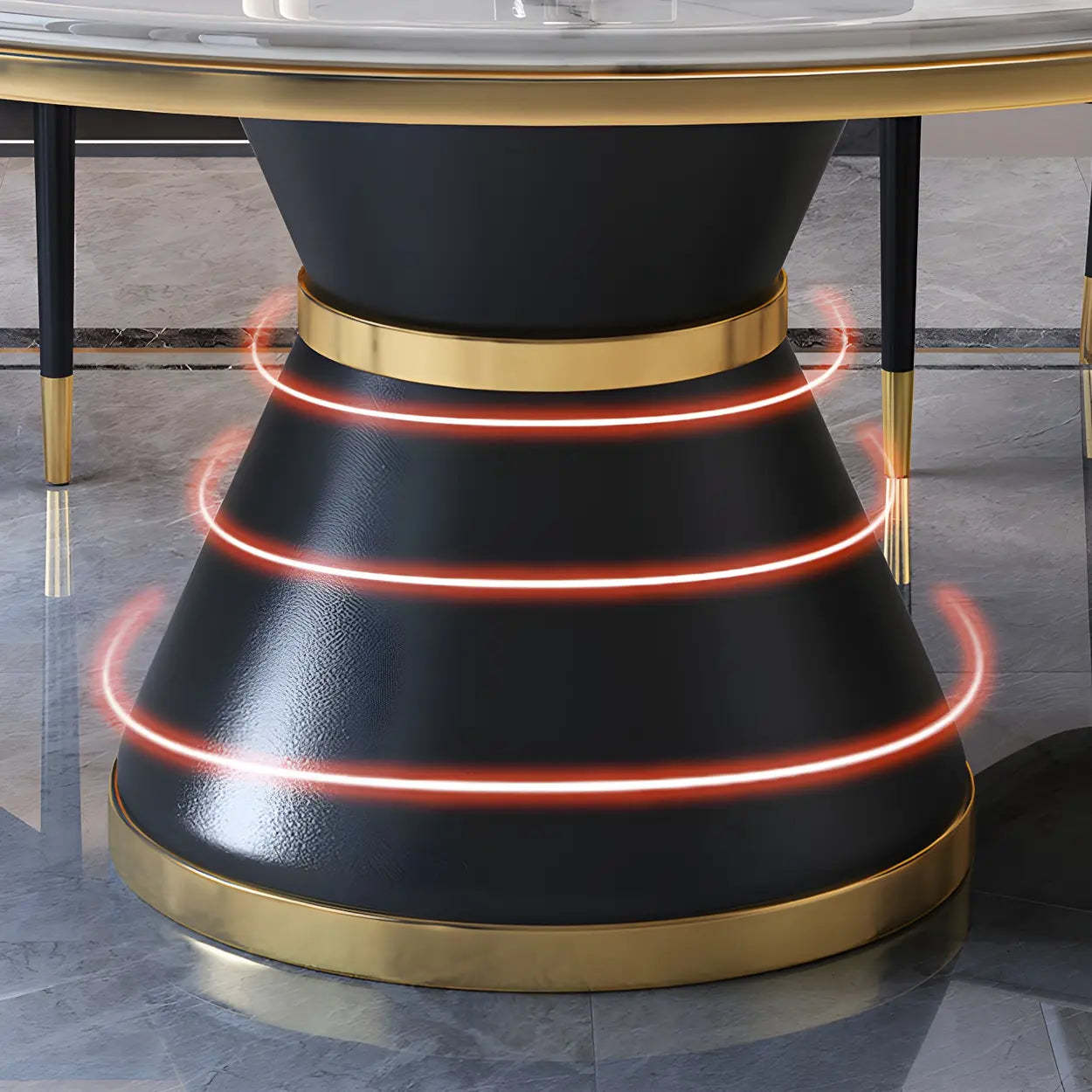 Luxury Round White Marble Dining Table — Orange / Table Only