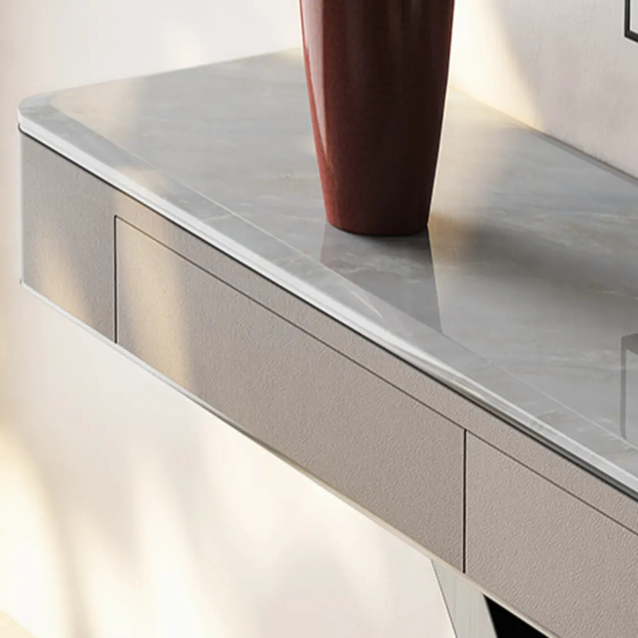 Luxury Stone Abstract Base Beige Console Table