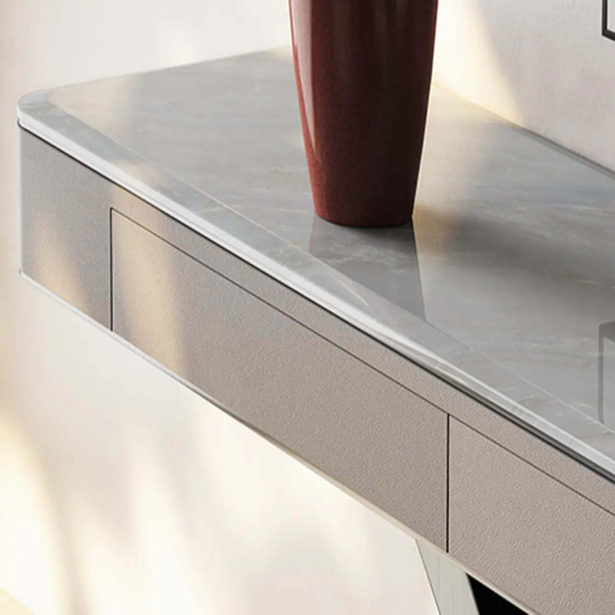 Luxury Stone Abstract Base Beige Console Table