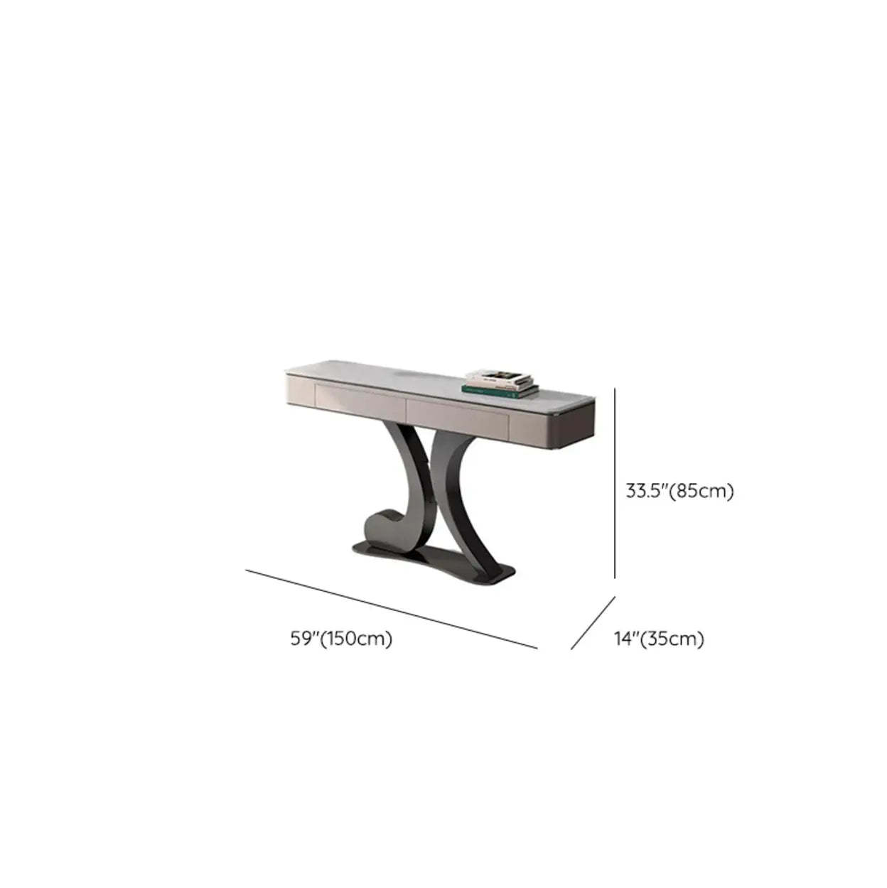 Luxury Stone Abstract Base Beige Console Table
