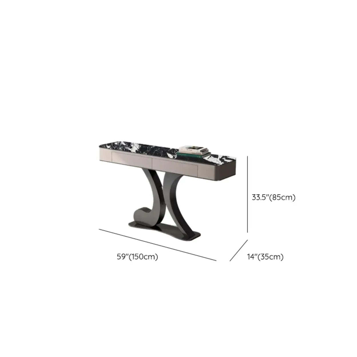 Luxury Stone Abstract Base Beige Console Table